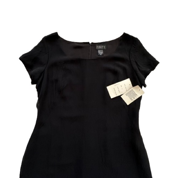 100% Silk Finity Short Sleeve Ruffle Hem Cocktail Dress Size 14 BNWT - Picture 7 of 13